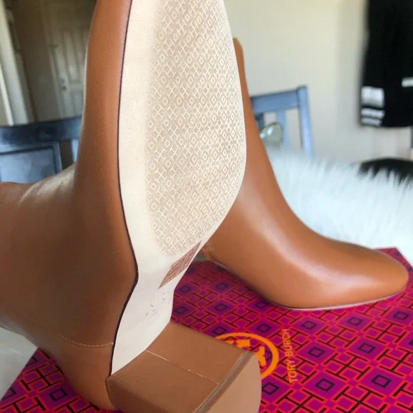 Tory Burch Brooke 70MM Bootie Calf Leather Tan 8